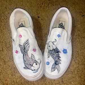 Hand Painted White Slip-On Vans